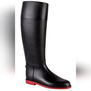 Carolina Herrera chic Black Womens KneeHigh rubber Boots Size 38